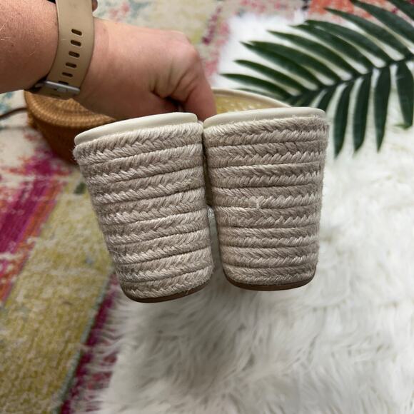 Dolce Vita Neutral White Raffia Chunky Platform Slide Sandal 9.5 Boho Vacation - Picture 7 of 9